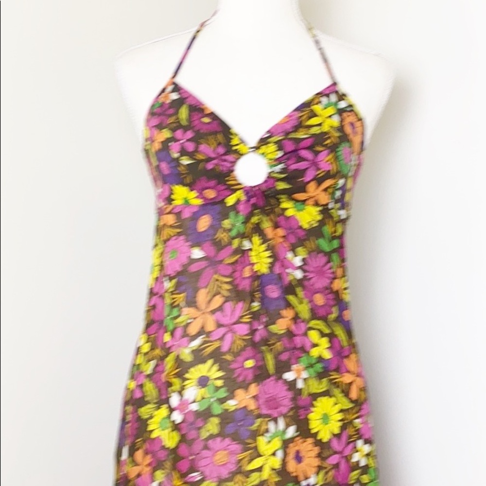 NWT Free People | Floral Maxi Keyhole tie dress